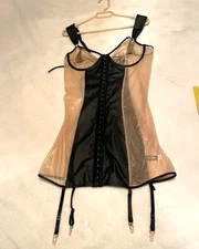 Lingerie Bodysuit with tassles and hose clips Size XL