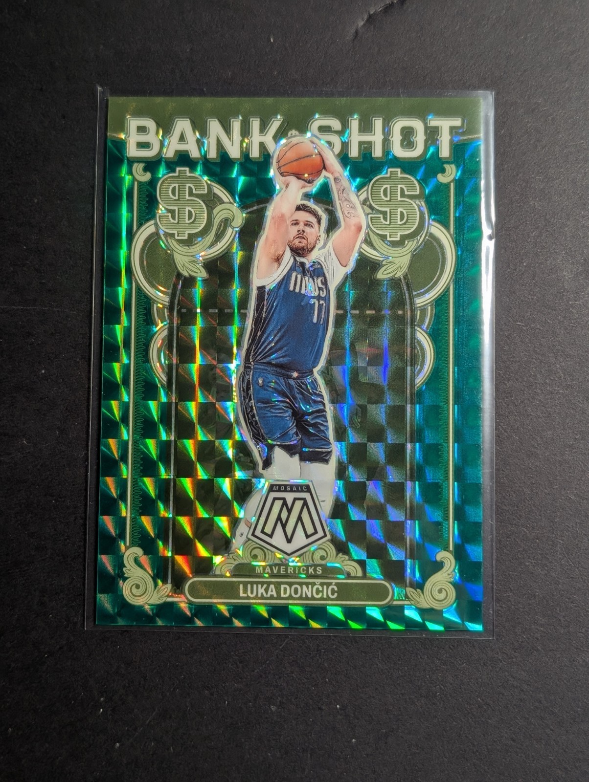 2023-24 Panini Mosaic #16 Luka Doncic Bank Shot Mosaic Teal #/75