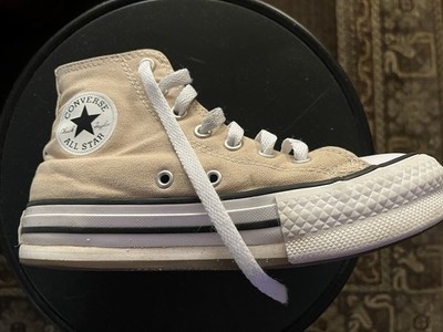Converse all star High Tops Thick Sole Girls Beige Size 2