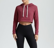 Soft Maroon Cropped Hoodie S
