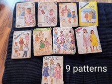 Sewing Patterns lot 9 patterns for babies/toddlers/young girls