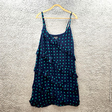 City Chic Womens A-line Shift Dress Plus Size M Navy Blue Green Spot Sleeveless