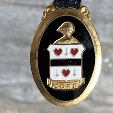 Vintage Cord Watch Fob Enameled Hearts