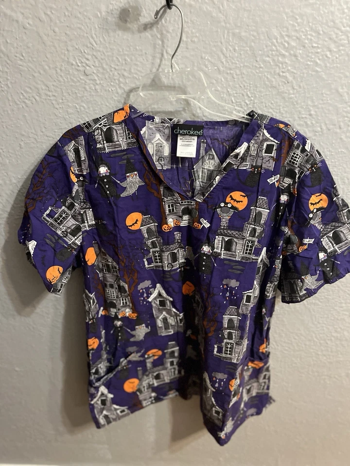 Buttersoft  Scrub Top Woman's Purple Halloween Size 3XL - Image 2 of 4