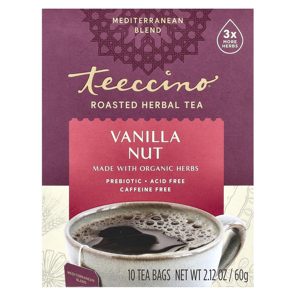 Roasted Herbal Tea, Vanilla Nut, Caffeine Free, 10 Tea Bags, 2.12 oz (60 g)