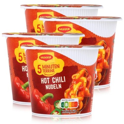 Maggi 5 Minuten Terrine Hot Chili Nudeln 59g (4er Pack)