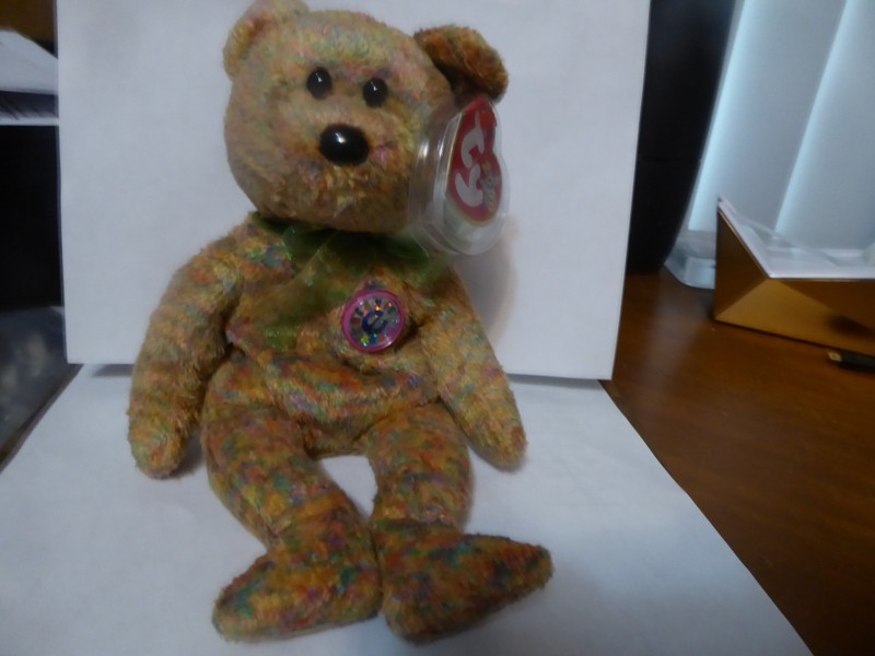 2000 Ty Beanie Baby Speckles the Bear With Holographic Chest Badge & Tags