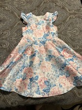 Rare Editions Little Girl Floral Pink and Blue Kids Floral Dress Size 6x