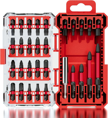 30Pcs Screwdriver Bit Set, S2 Steel Impact Bits with Magnetic Phillips, Slotted,