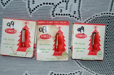 Vintage Christmas ~ 3 Packs Timco Candle Flame Type Bulbs / Lamps Red Yellow tip