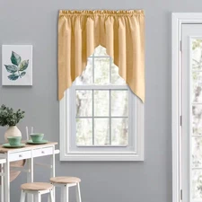 Lisa Solid 36 In. L Polyester/Cotton Tailored Swag Valance in Butter