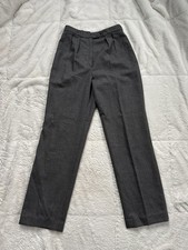 Vintage Women's Giorgio Sant' Angelo Wool Pleated Front Gray Plaid Pants Size 8