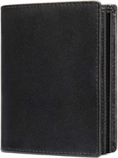Mens Leather Bifold RFID Vertical Wallet Extra Large Capacity Card Holder...