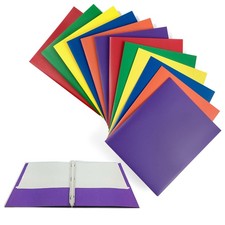 8 X Portfolio Binder Document Folder Organizer 3 Prong Assorted Colors