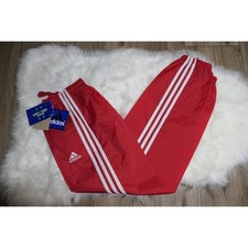 NWT Y2K 90s Rare Adidas Vintage Nylon Red TEAM Track Pants Youth Large