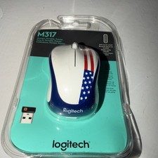 Logitech M317 Wireless Optical Mouse USA Patriotic Flag New Sealed Package