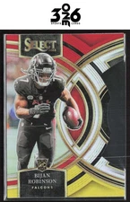 Bijan Robinson 2023 Panini Select Red and Yellow Prizms Die Cuts Rookie #180 RC