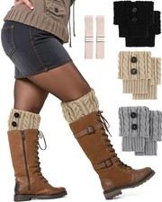 3 Pairs Women Extra Wide Calf Boot Cuffs Plus Size Leg Warmer Socks Gift