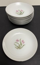 Grantcrest Pink Orchid 5&rdquo; Round, 1&rdquo; Deep bowl plates Lot Of 9 Floral Japan