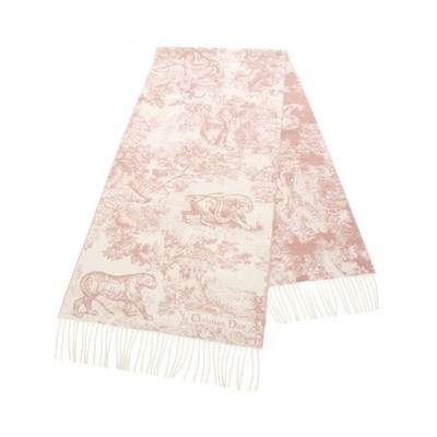 Dior Toile de Jouy Sauvage Scarf wool cashmere White Pink Used