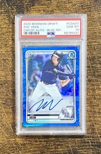2020 BOWMAN DRAFT ZAC VEEN CHROME DRAFT PICK AUTO BLUE REFRACTOR #/150 PSA 10