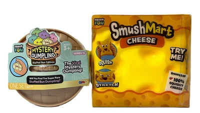 2er Set Smush Mart Käse 5" Squishy & Mystery Knödel Gefüllte Brötchen Edition NEU - Bild 1 von 4