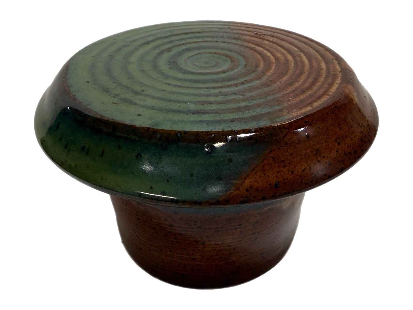 Hand-thrown French Butter Keep pottery cup & lid w/ bell Twice Baked Pottery