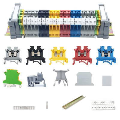 DIN Rail Terminal Block Kit 20 UK2.5B 12 AWG Gauge Terminal Blocks 20A 600V Grou