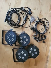 ADJ MEGA HEX PAR RGBAW+UV LED 4 Units And All Connectors. FOR PARTS see Descript