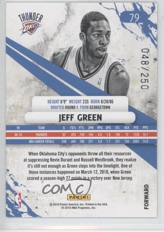 2010-11 Panini Rookies & Stars Longevity Ruby /250 Jeff Green #79 - Image 2 of 2