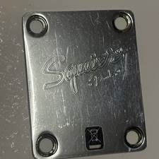 Fender Squier Stamped Stratocaster Telecaster Chrome Neck Plate 4 Bolt good cond