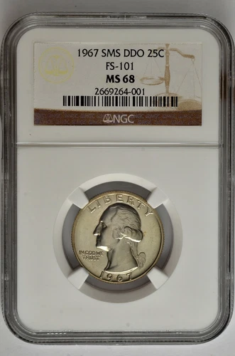 1967 25c DDO SMS Washington Quarter NGC FS-101 MS 68 Top Pop!  11 / 0