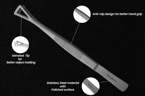 Serrated Tip Tweezers for Body Piercing and Object Holding with Better Grip - Picture 5 of 6
