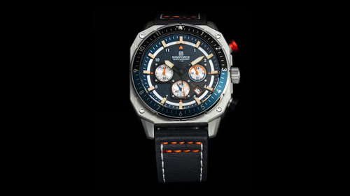 Men's Square Analog Waterproof Watch with Luminous Hands & Leather Strap 3ATM - Video 1 of 1