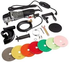 Variable Speed Polisher 5" Concrete and Stone Wet Polishing Kit w/ Diamond Pads