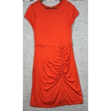 Free People Orange Dress XS Ruched Front Detail Stretchy Comfortable