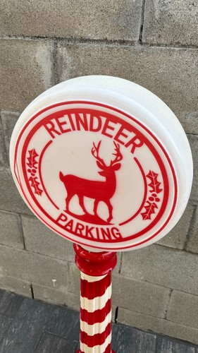 Blow Mold Christmas Yard Decor Reindeer Parking Sign Holiday Time Battery Power - Picture 5 of 5