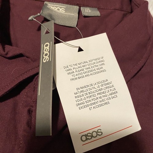 Asos Mens Size XXL Regular Burgundy Long Sleeve Button Down Shirt NWT - Picture 2 of 4