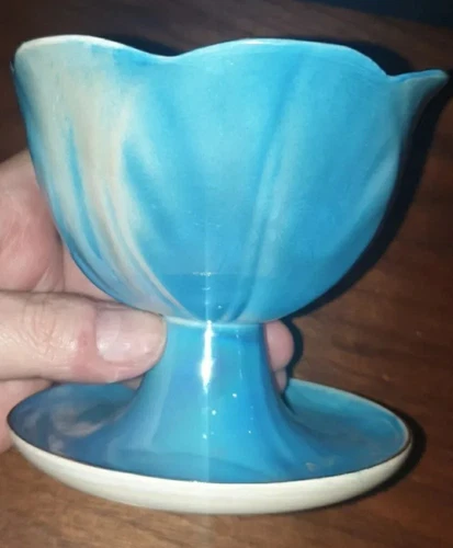 Vintage blue wembley ware lustreware parfait bowl - Picture 2 of 5