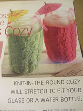 Knit Glass Cozy Crisscross Cable Pattern;  re...