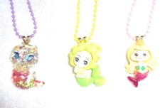 Adorable Lot of 3 Girls Mermaid Necklaces Glittery One Cat Mermaid