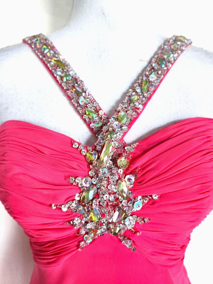 Vestido Largo Sean Couture Rosa Adornado Formal Noche Fiesta Baile de graduación Talla 2 Foto 3 de 4