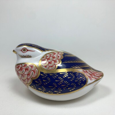 Royal Crown Derby Vogel Wachtel Paperweight Figur Quail Silber Stopper