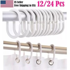 Set of 12/24 Bathroom Shower Curtain Rings Hooks Round Snap Quality Plastic