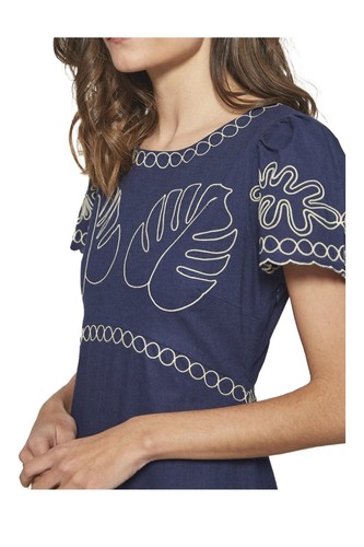 MD’M STUDIO abito donna blu 2.75.053.01 50% lino 50% cotone - Imagen 4 de 5