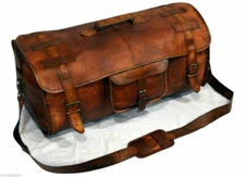 New Men Large 30" Flap Duffel Genuine Brown Leather Travel Sport Gym Luggage Bag