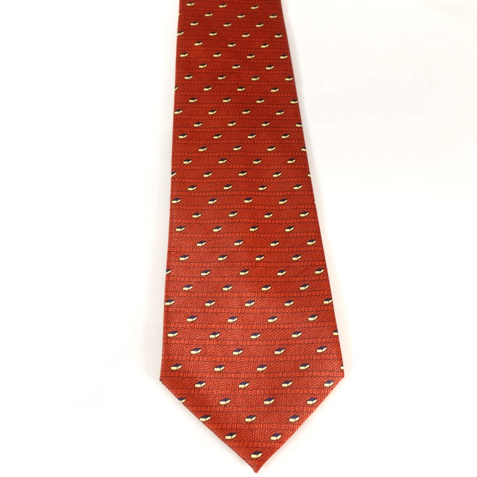 Corbata Naranja Para Hombres Geo Block Satinado Tejido Traje Brillante Colección UMO LORENZO Foto 2 de 4