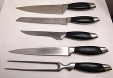 4 BERGHOFF STAINLESS STEEL KITCHEN KNIVES KNIFE & MEAT FORK, FREE SHIPPING