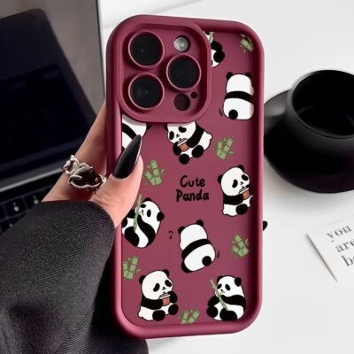 Panda Shockproof Silicone Phone Case For iPhone 17 16 Pro Max 15 14 13 12 Cover
