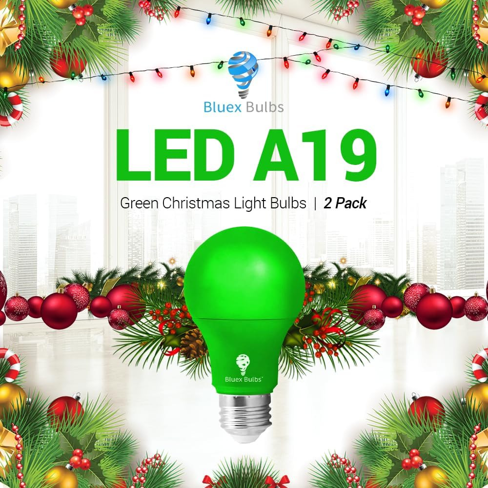 6 Pack Bluex LED A19 Green Light Bulbs - 9W (60Watt Equivalent) - E26 Base LED G